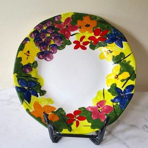 Set of SIX Unique, Floral, Handpainted, Multicoloured Plates